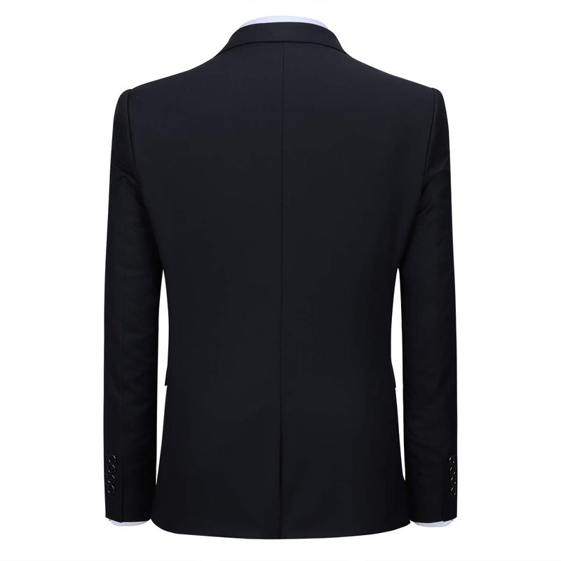 YFFUSHI Men's Slim Fit Casual Blazer 1 Button Lightweight Suit Jacket Business Party Sport Coat Black - Image 2